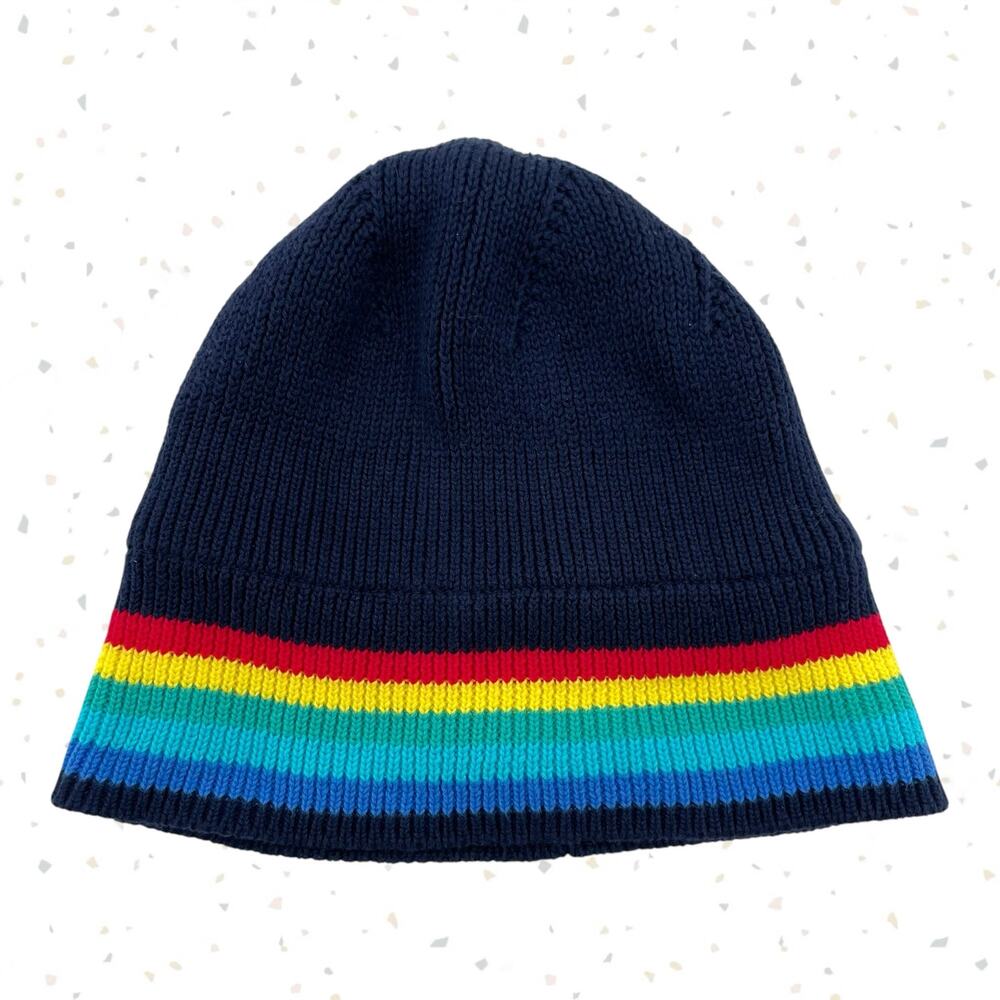 Primary Baby Beanie Retro Stripe Navy Winter Knit Hat Family Matching Size 6-12M